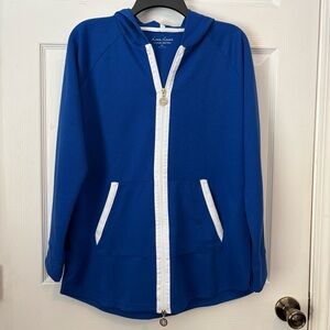 Linea Leisure By Louis Dell’Olio Hooded Lightweight Jacket Blue With White